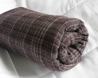 Wool Blend Fabric 2,8 yards 59" in Beige and Brown, check pattern fabric, wool blend, Plaid Fabric