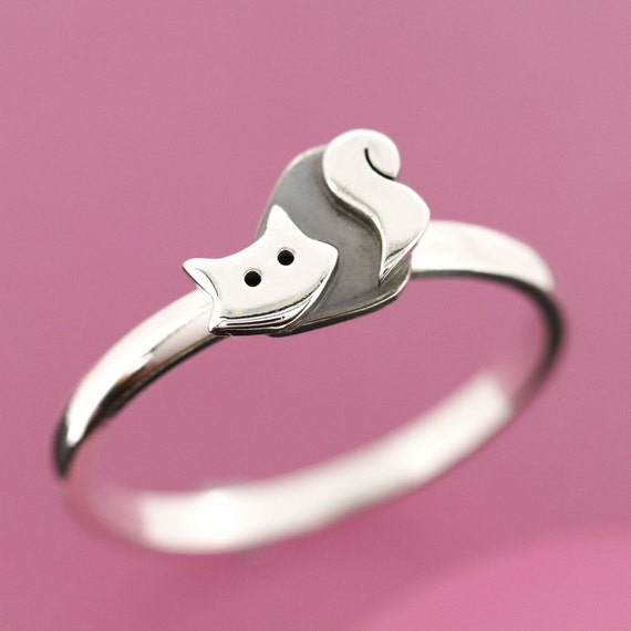 Sterling Silver Cat Ring with Personalised Inside Engraving