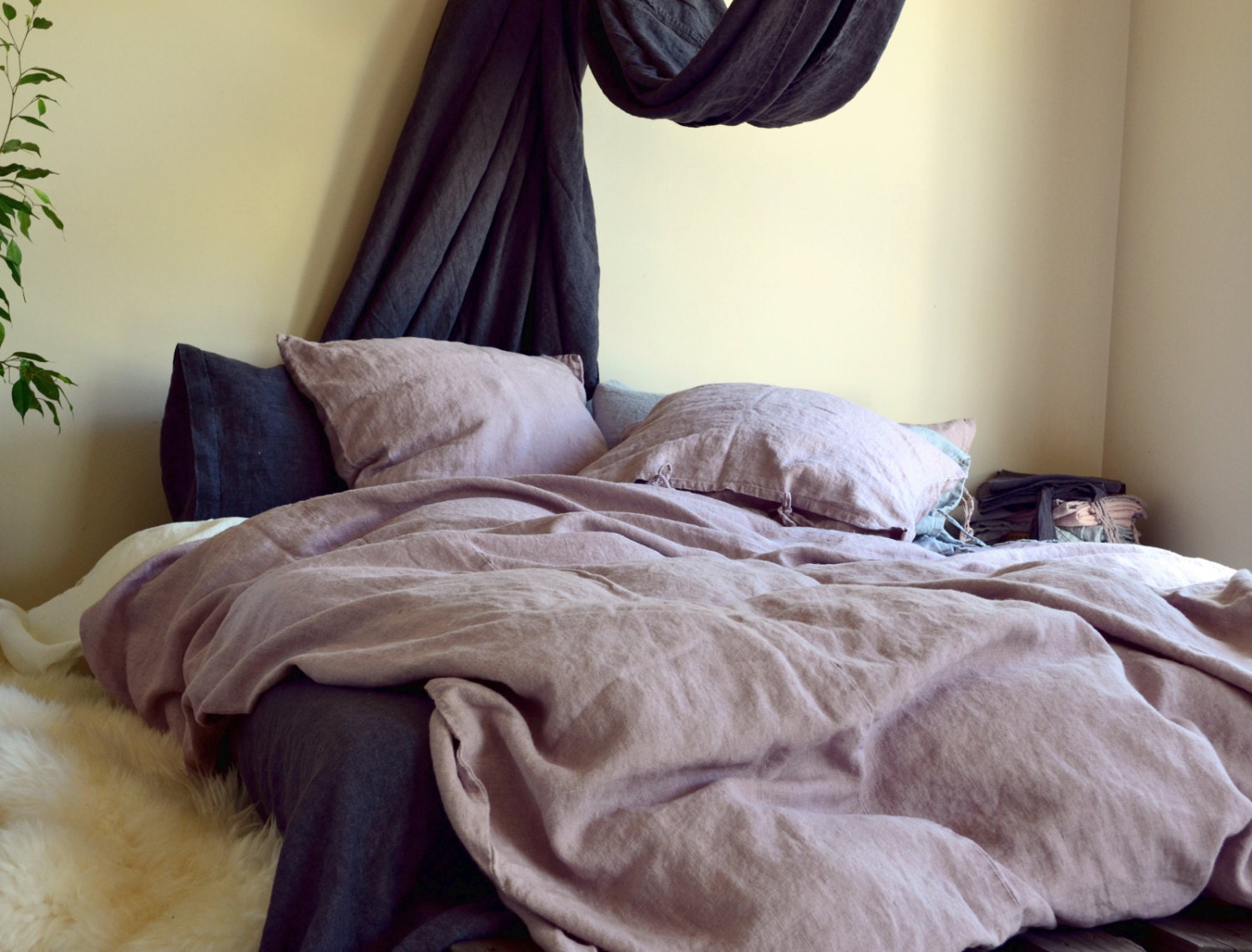 Faded Lilac Heavy weight duvet cover linen duvet cover.