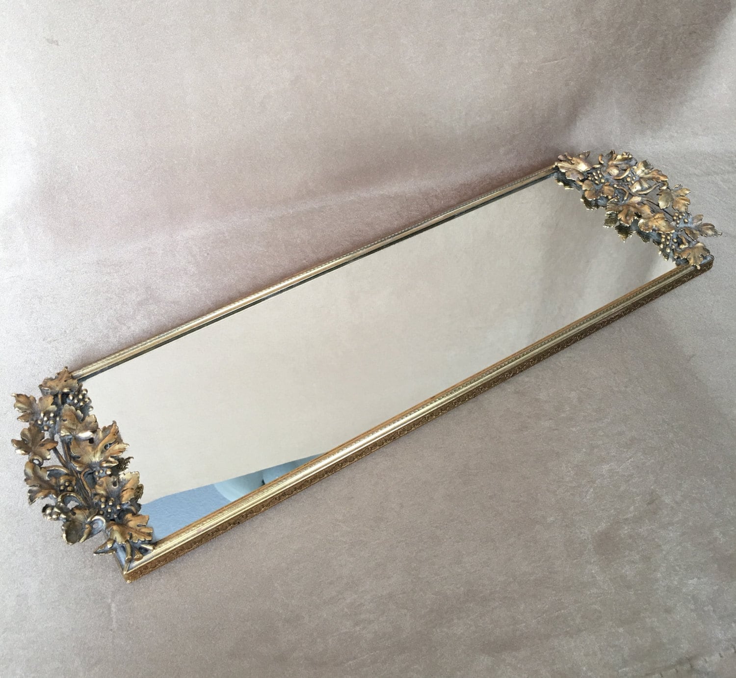 Ormolu Mirror Tray Gold Vanity Tray Large Rectangular