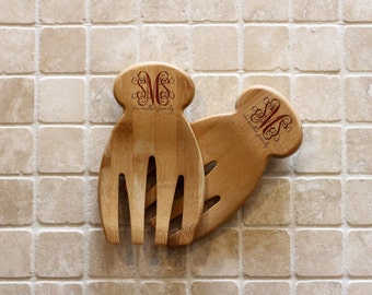 Personalized Kitchen Utensils, Custom Salad Tossers, Personalized spoon, Personalized Spatula, Salad Hands --24502-UT02-001