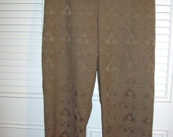 Ellen Tracy Cocoa Jacquard Pants - So Smart For Fall - Size 14