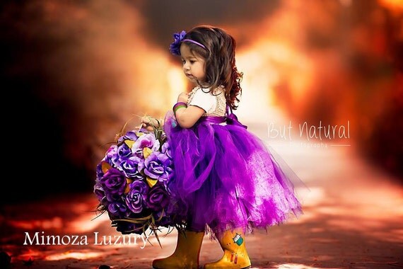 Purple Flower girl dress, tutu dress,bridesmaid dress, princess dress, crochet top tulle dress, hand knit top tutu dress