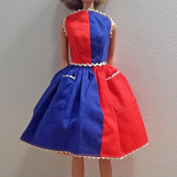 1963 Barbie Red and Blue Fancy Free Dress number 943 vintage