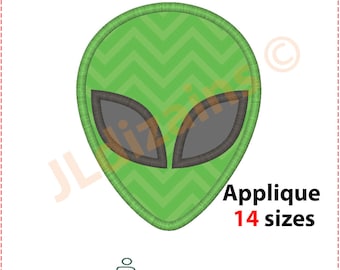 Alien Applique Design. Alien embroidery design. Embroidery design alien. Green alien embroidery. Applique alien. Machine embroidery design