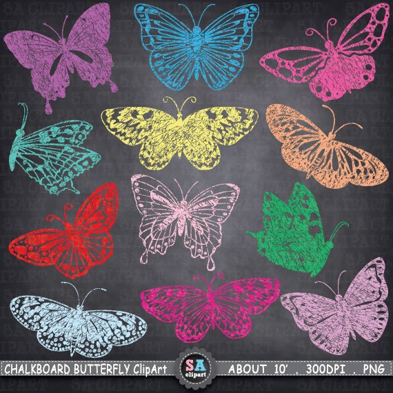 Chalkboard Butterfly Clip Art BUTTERFLY CLIP ART