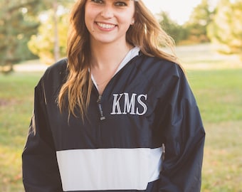 Monogram Quarter Zip Jacket | Monogrammed Pullover | Collegiate Pullover | Charles River | Hooded Pullover | Gift for Her | Gifts under 50