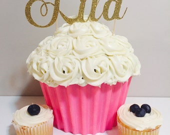 Personalized Name cake topper, cupcake topper, gold cake topper