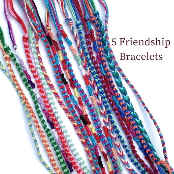 5 String Bracelets Colourful Friendship by JuliasForgetMeKnots