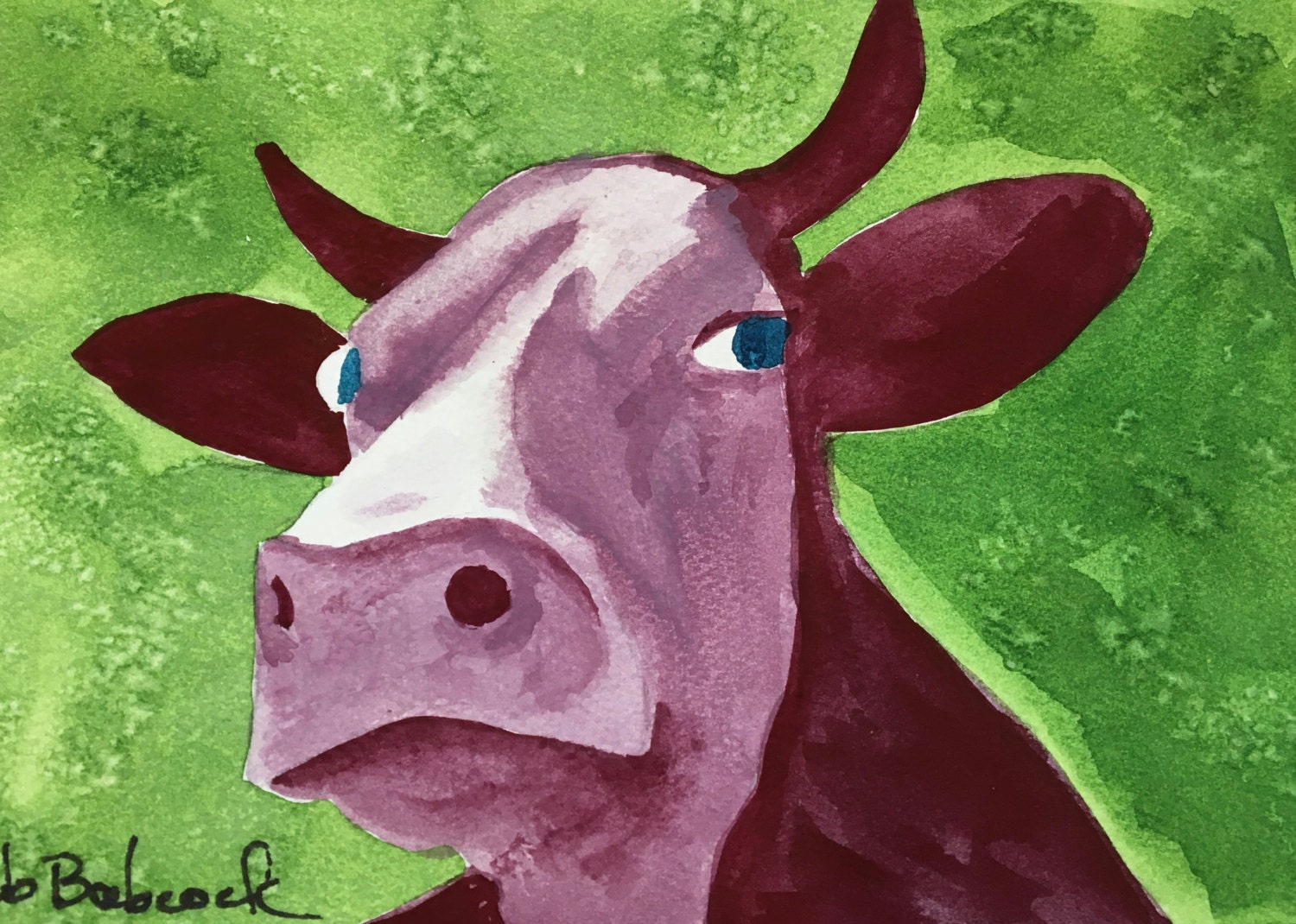 Purple Cow Western Art Painting Original Modern Fine Art