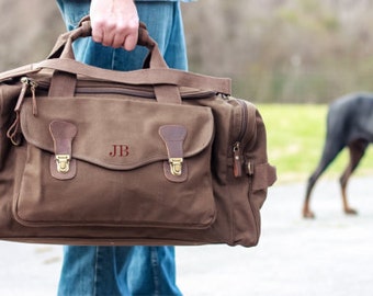 Personalized Groomsmen Gift, Military Style Weekend Travel Duffel Bag Canvas Weekender, gifts for him, groomsman gifts gift for groom