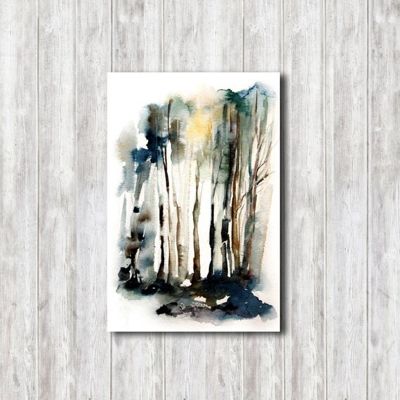 Watercolor Painting Art Print Abstract Forest By Canotstopprints