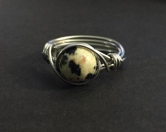 Dalmatian Jasper Wire Wrap Ring