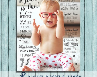 Infographic Birthday Milestone Poster | Infographic Doodled Kids Photo Birthday Poster | Use For Any Age | Photo Poster | Digital File