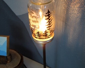 Oregon Lamp - Mason Jar Light - Mason Jar Lamp - Painted Mason Jar - bedside lamp - living room lamp - Pacific Northwest -desk lamp