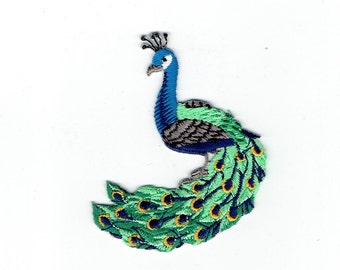 Peacock - Facing Left - Bird - Iron on Applique - Embroidered Patch - 696997-A