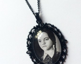 The Addams Family Photo Pendant - Christina Ricci as Wednesday Addams - Gothic Pendant, Gothic Necklace, Goth Jewellery, Gothic Gift