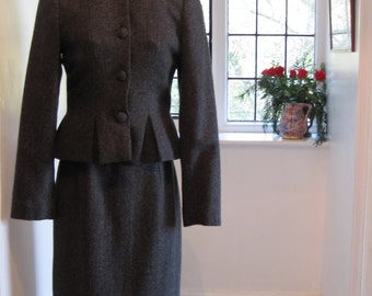 Camilla Milton British Designer Vintage Grey Wool Skirt Suit
