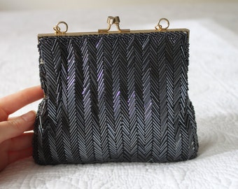 Vintage Beaded Sequin Purse 1950s - 1960s Evening Clutch