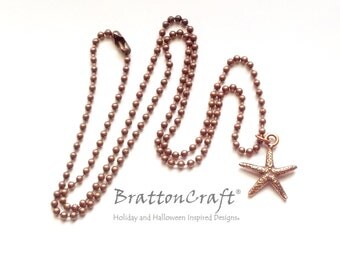 Antiqued Copper Starfish Necklace - Copper Starfish Necklace - Sea Star Necklace - Copper Beach Necklace - Fromia monilis