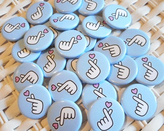 Kpop Heart Hand Pin Button Badge - 1.25" - Multipack Options Available