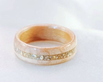 Wood Ring - Wooden Wedding Band - Gold Ring - Wood Rings For Women - Unique Wood Engagement Ring - Wood Ring Women - Wooden Ring