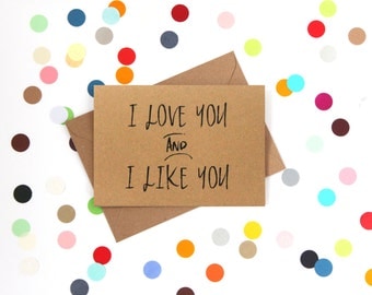 Funny Valentine's day card, Funny Birthday Card, Parks and Recreation card, Funny card, Funny love card: I love you and I like you