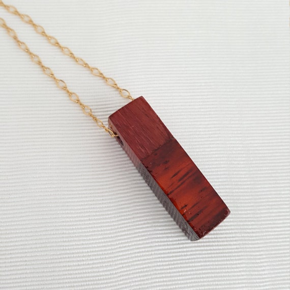 Mix Wood Bar Pendant Wood Bar Necklace Natural Solid Wood