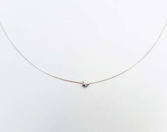 silver star choker, tiny star necklace, silver choker, minimal, everyday, delicate necklace, gift under 15
