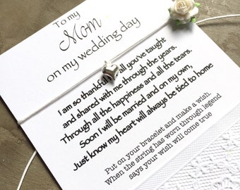 Mother of the bride gift, Mother of the Bride, heart bracelet, mother daughter Wedding card, Mother of the bride bracelet, wish bracelet,B12
