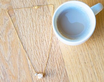 Essential Oil Diffuser Necklace // Wood & Gemstone Bead on Gold Chain