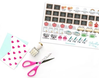 Kawaii Grade School Planner Stickers for Erin Condren, Plum Planner, Inkwell Press or Filofax Planners