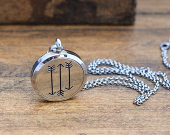 Arrows Aromatherapy Necklace - Essential Oil Diffuser Necklace - Stainless Steel Aromatherapy Jewelry - Father's Day Gift for Him