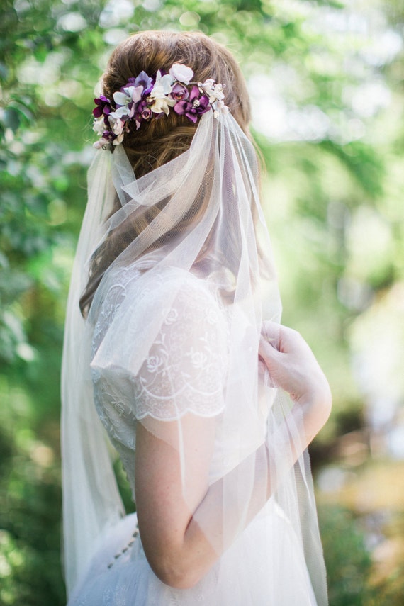 drape veil boho veil bohemian wedding veil tulle veil