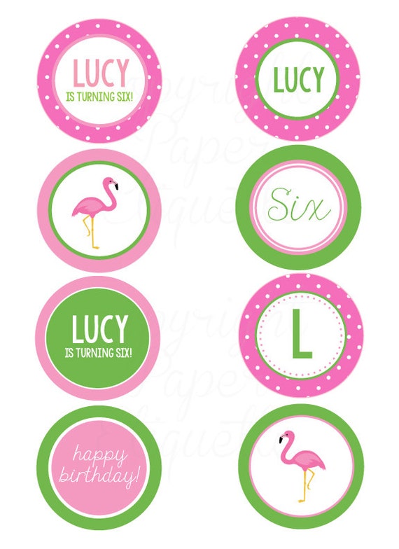Flamingo Cupcake Topper Tags Flamingo Birthday Party