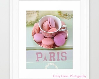 Paris Photography, Laduree Macarons, Paris Laduree Macarons, Paris Desserts Food Print, Paris Laduree Pink Macarons, Paris Food Photography