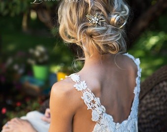Vintage Style Antique Gold Bronze or Rose Gold Hair Clip, Leaf Bridal Hair Accessory, Antique Wedding hair comb - 'WILLOW'