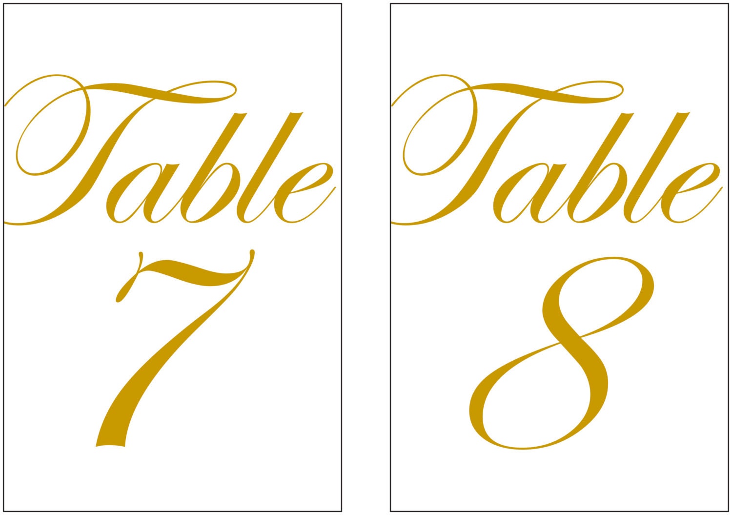 4x6 Printable Gold Color Table Numbers for Wedding or