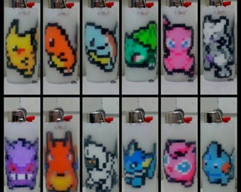 Pokemon Perler Bead LIGHTER CASE - pokeball - ash - pikachu - charmander - squirtle - bulbasaur - mudkip - nintendo - gameboy