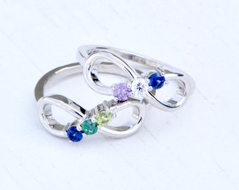 Infinity Birthstone Ring, Birthstone Infinity, Multiple Birthstone Jewelry, Mothers Jewelry, Family Ring, Mothers Ring,Infinity Ring