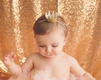 GOLD CROWN HEADBAND, Birthday Crown, Half Birthday Crown, Crown Headband, Birthday Crown, Smash Cake Headband, Princess Crown, 1st Birthday