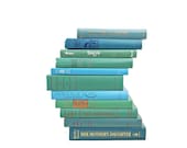 Ocean Blue Green Decorative Books, Book stack, Book Set Decor, Instant Library, Foot of Books, Book Centerpiece, Vintage Book Collection