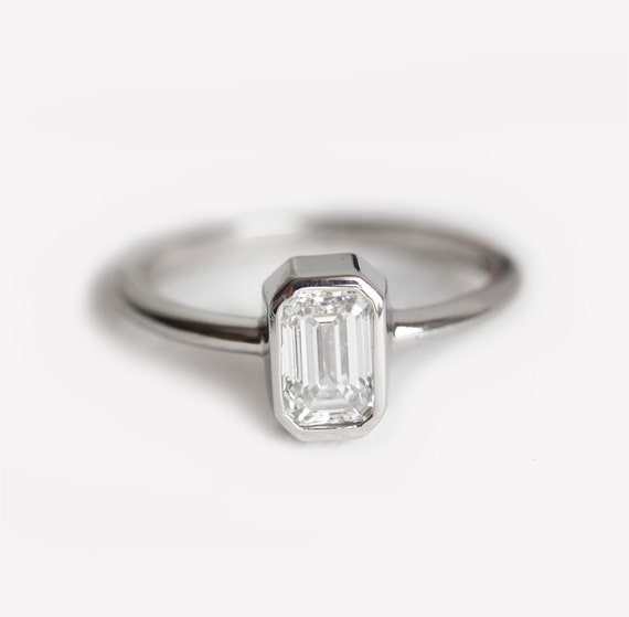 Platinum Engagement Ring Platinum Diamond Ring Emerald Cut