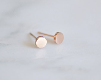 Dot Stud Earrings, Tiny Stud Earrings, Tiny Round Earrings, Rose Gold, Silver, Minimalist, Minimal earrings, Geometric, Titanium Earring,PS4