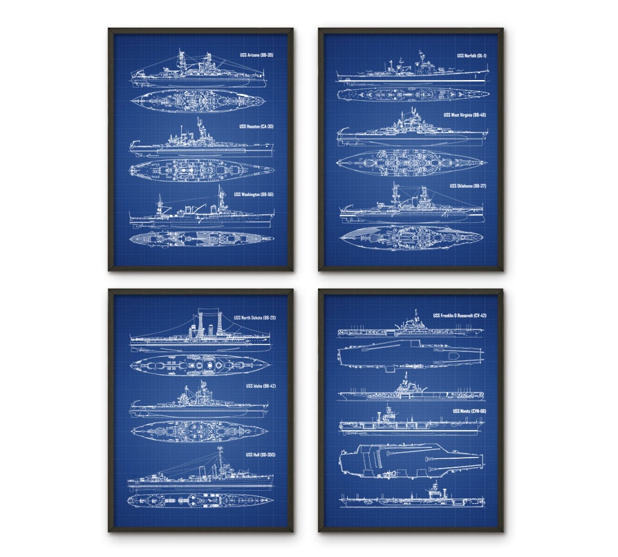United States Navy Poster Set Of 4 Warship Design Aircraft