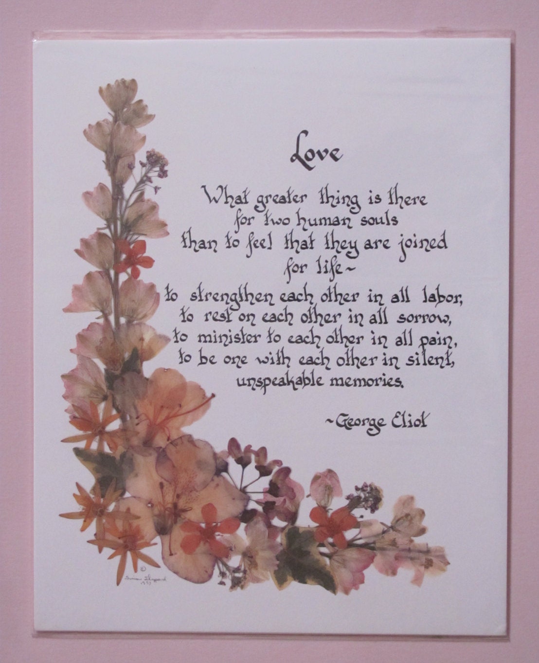 Love a beautiful poem by George Eliot. Print 8 x10