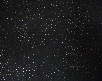 Metallic Gold and Black Quilt Fabric, Clothworks 90330 1M Black, LB Basic Dot, Laurel Burch Fabric, Black Holiday Fabric, Gold Dots, Cotton