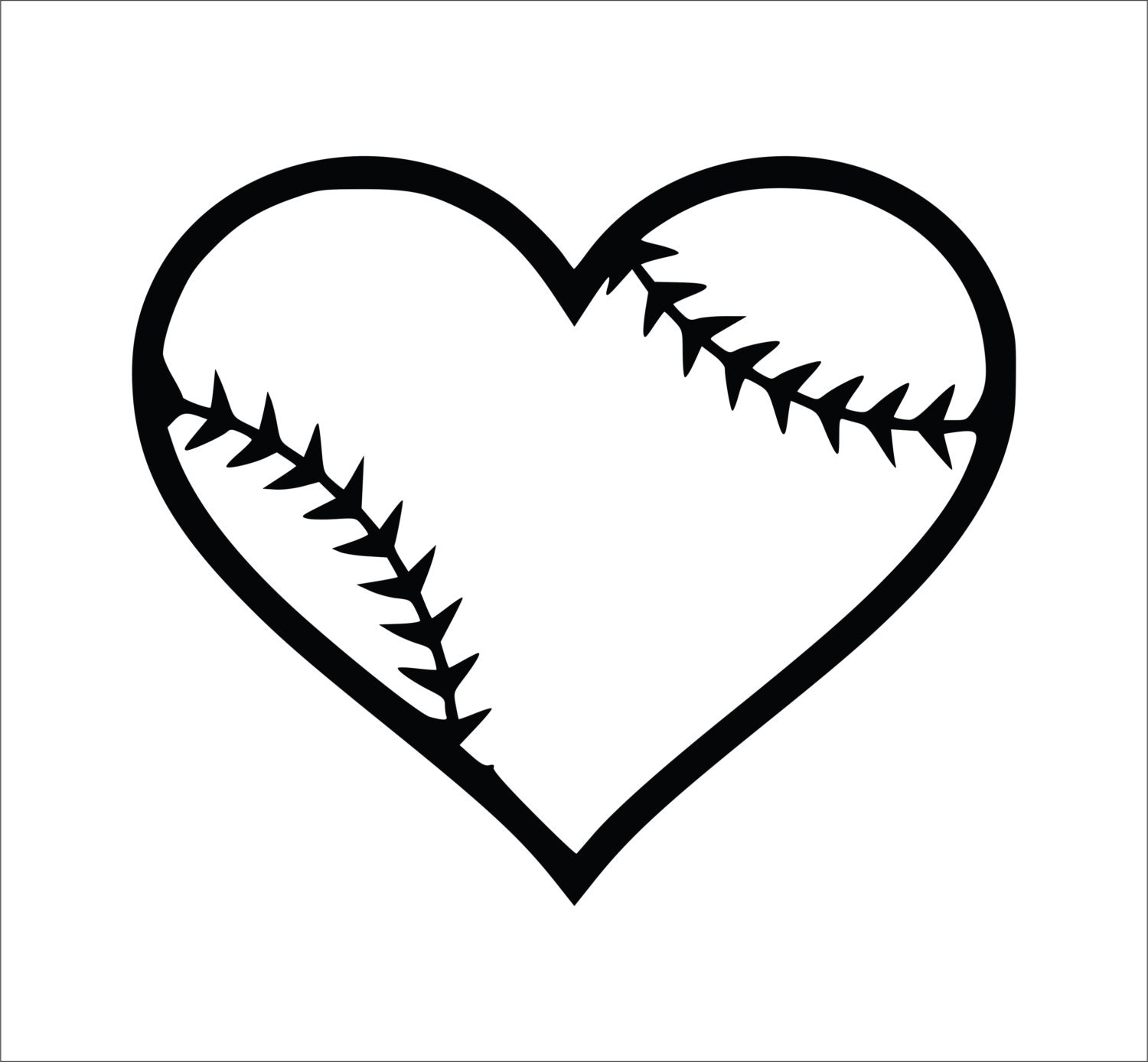 Baseball Heart Decal Softball Heart Decal Laptop Decals