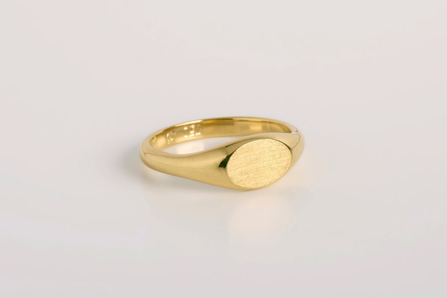 Gold Signet Ring Oval band Solid gold 14K 18k Seal gold