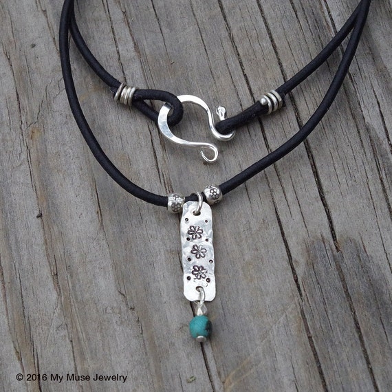 Leather Necklace Silver Charm Necklace Leather Necklaces for